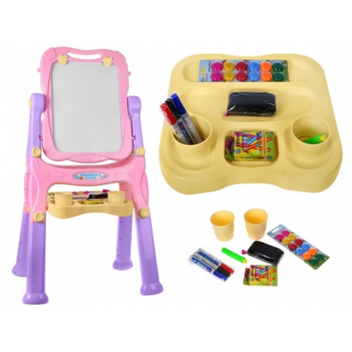 Duża Dwustronna Tablica MAGNESY KREDA OBRÓT 360ST - RÓŻOWA 676